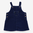 Pinafore blue cord animal face pocket