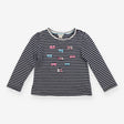 Blue Striped Bow Detail Long Sleeve