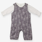 Grey Giraffe Romper and Long Sleeve
