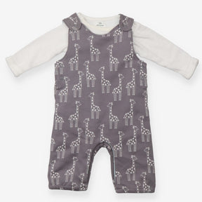 Grey Giraffe Romper and Long Sleeve