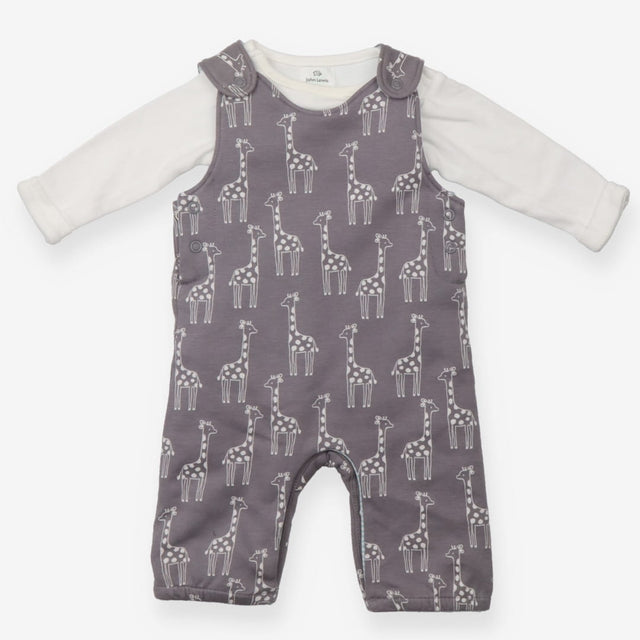 Grey Giraffe Romper and Long Sleeve