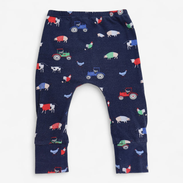 Leggings Jersey Blue Farmyard Print