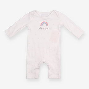 Sleepsuit white grey pink rainbow Love You