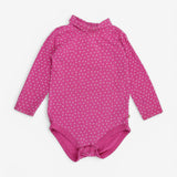 Bodysuit pink white spot roll neck 