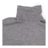 Grey Fine-Knit Turtleneck Sweater with Varsity Str