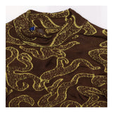 Long Sleeve Top Brown Mustard Paisley Jacquard Hig