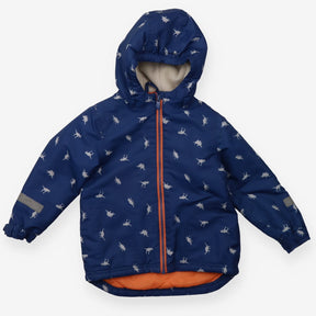 Padded Coat navy with Grey Dinosaurs 