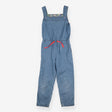 Light Denim Dungaree with Neon Pink String