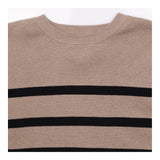 Jumper Mocha Mix Beige Black Striped Cotton Rich C