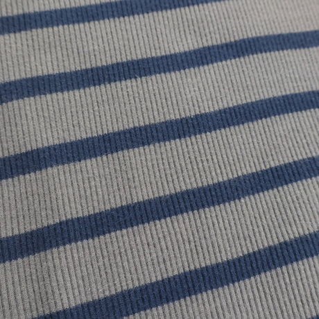 T-shirt Long Sleeve Ribbed Grey and Navy Stripe