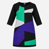 Colour Block Black Green Blue Long Sleeve Knit Dre