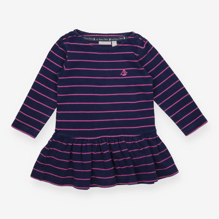 Jersey Dress navy with Pink Stripes and Boat
