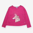T-Shirt Long Sleeve Pink Sequin Unicorn Applique