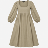Organic Cotton Linen Midi Dress Sage Green