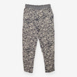 Trousers Tapered Abstract Print Shirred Waist Blac