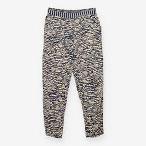 Trousers Tapered Abstract Print Shirred Waist Blac