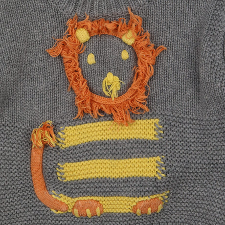 Sweater grey Lion 3D orange mane