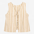 Tank Top Yellow White Striped Linen Blend Sleevele