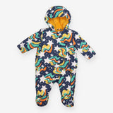 Pramsuit navy with white stars and wave fleece lin