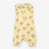 Romper Yellow Collared Muslin with Flower Print