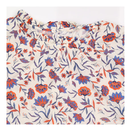 White Floral 100% Organic Cotton Ruffle Top