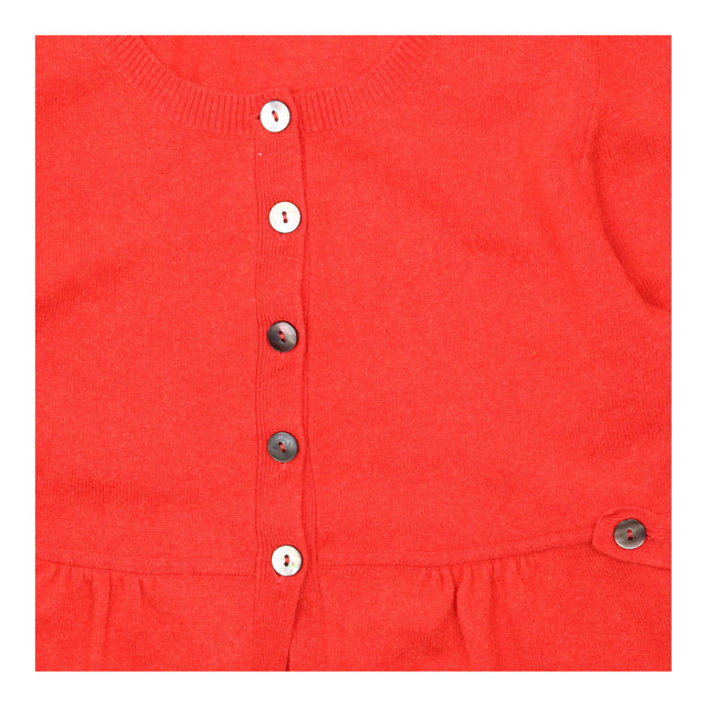 Cardigan Red Cashmere Button Up Peplum
