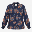 Shirt Navy Multicolour Bird Print Long Sleeve