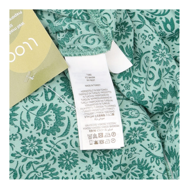 Green Floral Flutter Sleeve Top with Gathered Wais
