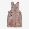 Dungarees Shortie Brown Plaid with Tractor 
