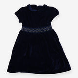 Velour Blue Smocked Party Dress