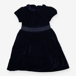 Velour Blue Smocked Party Dress