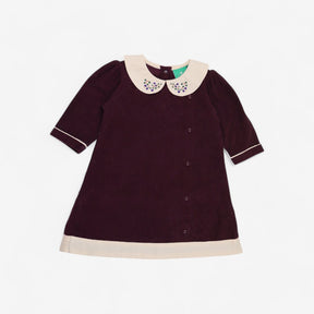 Plum Cord Collared Dress