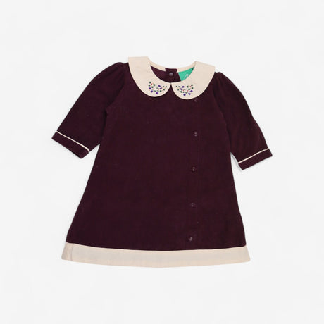 Plum Cord Collared Dress