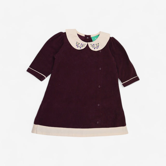 Plum Cord Collared Dress