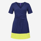 Dress Colour Block Jersey Short Sleeve Navy Blue L