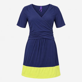 Dress Colour Block Jersey Short Sleeve Navy Blue L