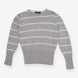 Grey & White Puff Sleeve Sweater – Soft Knit Contr