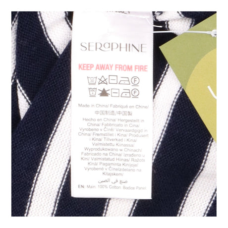 Tunic Top Navy White Breton Stripe Gold Button Mat