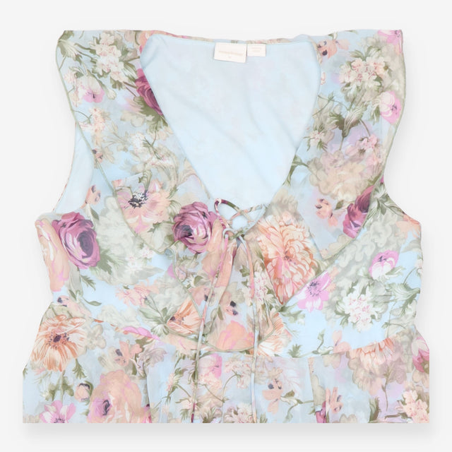 Light Blue Floral Ruffle Tiered Maternity Maxi Dre