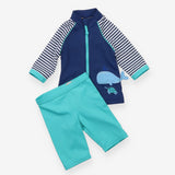 Rash vest and shorts blue green whale
