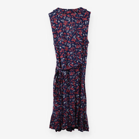 Navy Red Floral Sleeveless Wrap Mini Dress Summer 