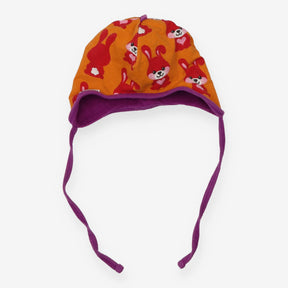 Orange with Red Bunnies Baby Bonnet