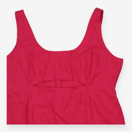 Hanna Raspberry Pink Linen Cut Out Mini Dress