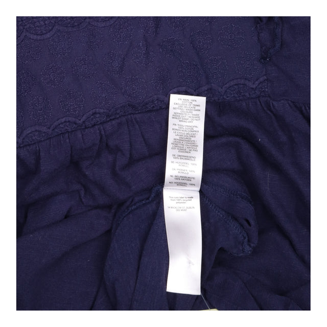 Dress Navy Blue Embroidered Ruffle Sleeve Midi Sco