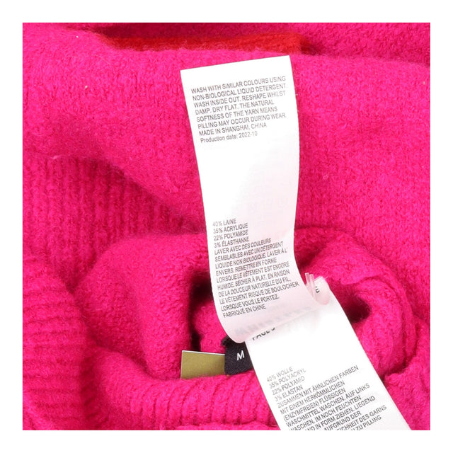 Colourblock Wool Blend Crew Neck Jumper Pink Red