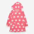 Towelling hoodie pink with white stars