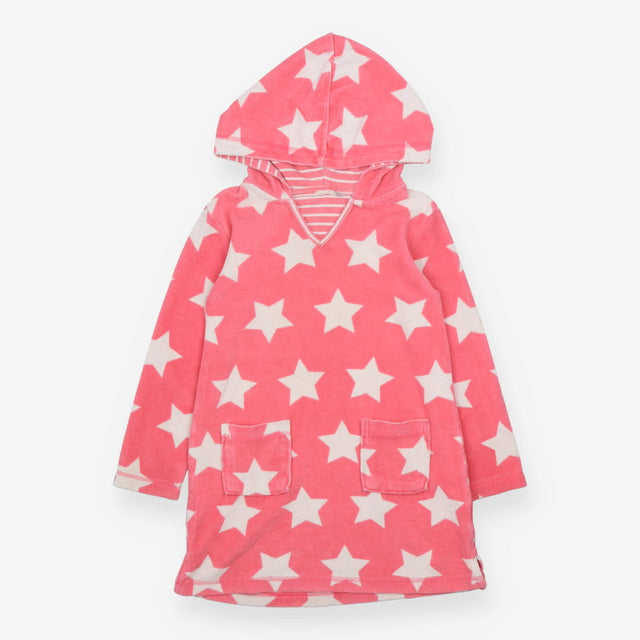 Towelling hoodie pink with white stars