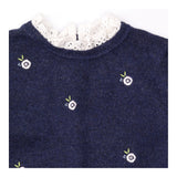 Navy Floral Embroidered Broderie Collar Jumper