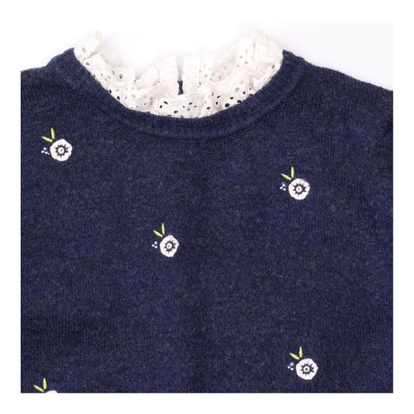 Navy Floral Embroidered Broderie Collar Jumper