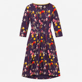 Navy Pink Floral Scoop Neck Jersey Dress